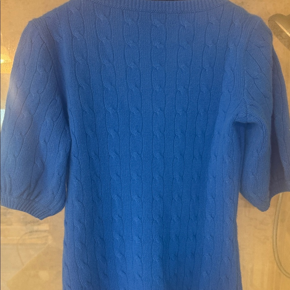 Ralph Lauren Cobalt Blue V-Neck Sweater cashmere cable sweater - Picture 6 of 7